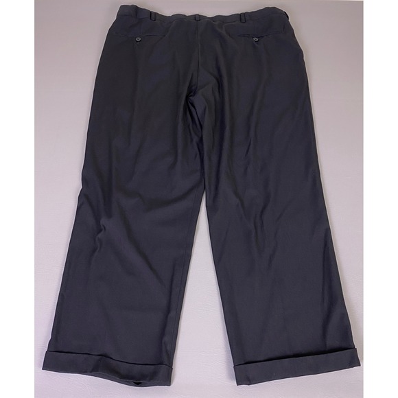 George Dress Pants Men's 42x30 Black Cuffed Hem Business Trousers Pleated - Picture 9 of 10